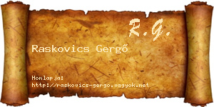 Raskovics Gergő névjegykártya